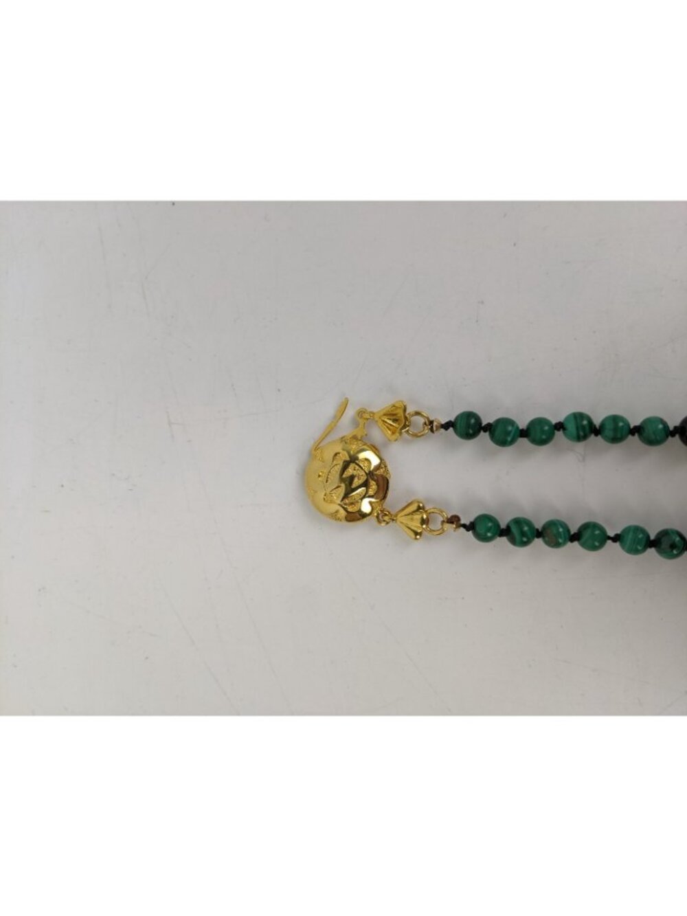 Vintage Chinese Cinnabar Malachite & Onyx Beaded Necklace - Picture 8 of 13